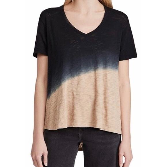 ATM Tops - ATM Anthony Thomas Melillo Black & Brown Tie Dye V-Neck Short Sleeve Tee XS/Sm